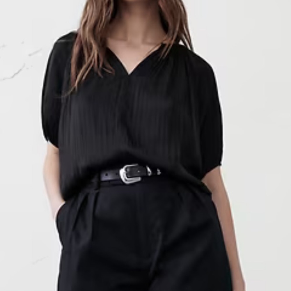 NWT Banana Republic silky crushed pleated short sleeve blouse top size XL